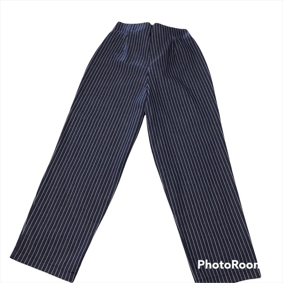 june & hudson Ankle Length Pants Pinstriped Blue Blush Tie Waist Back Zipper - Picture 8 of 10